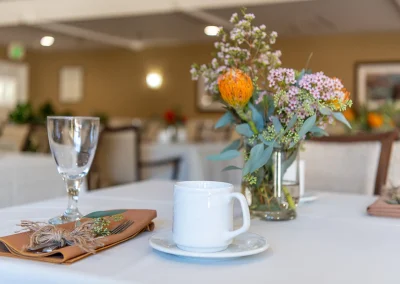 table decoration and place settings at Los Altos Sub-acute